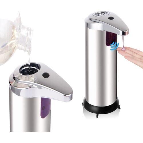 250ML Automatic Liquid Soap Dispenser Stainless Steel Touchless Smart Sensor Soap Dispenser for Bathroom Kitchen