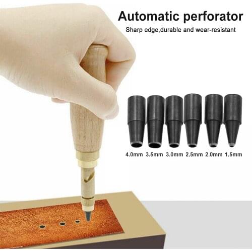 Automatic Hole Punch with 6pcs punch Heads for Leather Printing Paper Sewing Craft Replaceable Rotary Punching Punchers