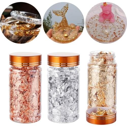 Shiny Gold/Rose gold/Silver Flakes Glitter Aluminum Foil Sequins Chrome Powder Nails Irregular Sticker Nail Art Manicure Decor