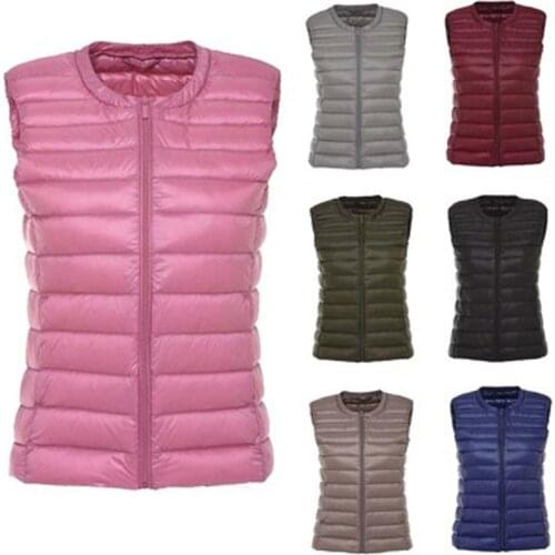 Brand 3XL Large Size Waistcoat Womens Warm Vest Ultra Light Down Vest Women Portable Sleeveless Winter Warm Liner
