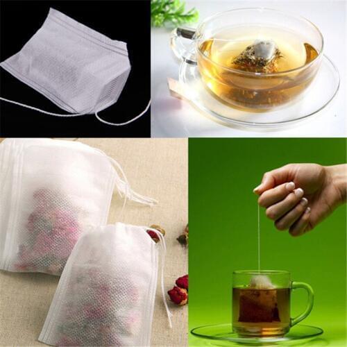Tea Bags 100Pcs/Lot Empty Scented Drawstring Pouch Bag 5*7CM Seal Filter Cook Herb Spice Loose Coffee Pouches Tools Bolsas De Te