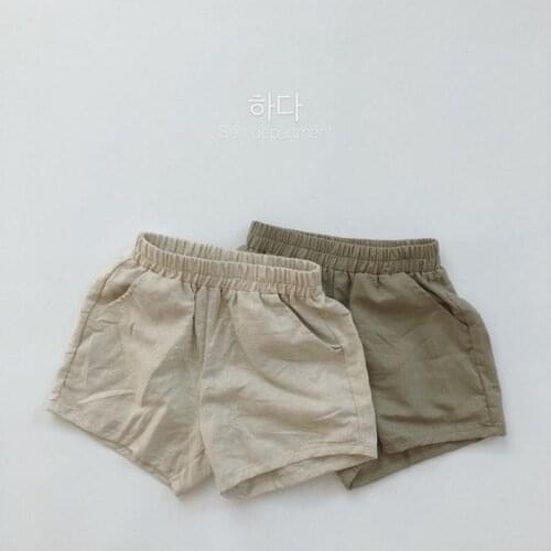 Korean childrens linen hot pants thin boys and girls washed shorts kids clothes