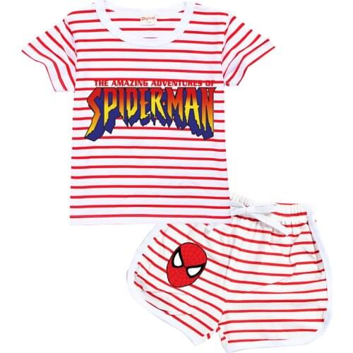 Disney Children Clothing Set Boys Summer SpiderMan T Shirt +Pant 2pcs Sport Suit Toddler Baby Suit Casual Fashion