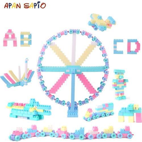 DIY Building Blocks Big Size 300PCS Macaroon Color Educational Creative Bricks Kids Birthday Present Hot Toys for Children