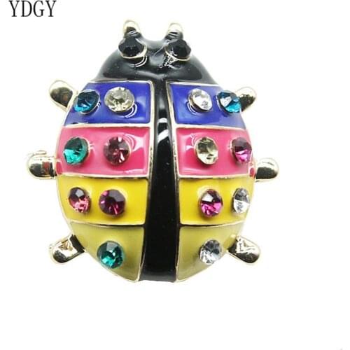 YDGY Creative Cartoon Insect Lovely Color Painting Seven Star Ladybug Enamel Brooch