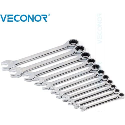 1/4-3/4 Inch Ratchet Wrench Set of Keys High Torque Spanner Tool 72-Tooth Imperial Size Mirror Surface Polished