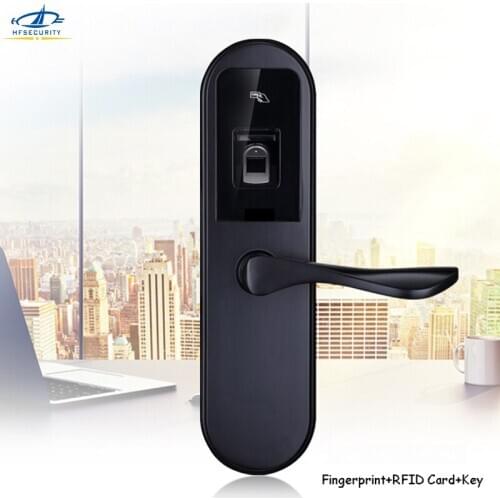 HFSECURITY Indoor Fingerprint Door Lock Aluminum Key RFID Locks Wooden Door Electronic Access Control IC Card Intelligent Locks