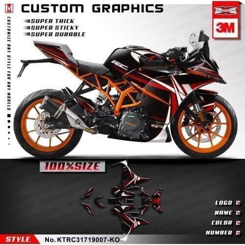 KUNGFU GRAPHICS Motorbike Decal Kit Racing Stickers Vehicle Black Wrap for RC 125 200 RC125 RC200 2017 2018 2019 2020