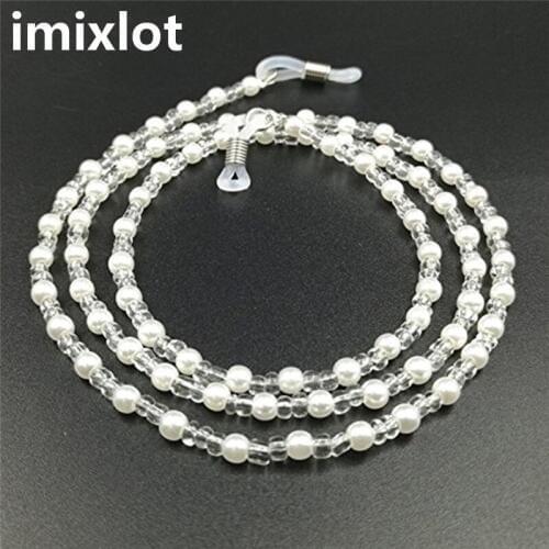 Imixlot Simple Trendy High-end Eyeglass Chain Multicolor Glass Beads Chains Anti-slip Sunglasses Lanyard Strap Eyewear Holder