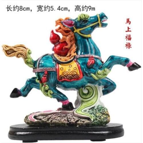 Cochin Ceramic Five Fook horse Painted pottery will soon become rich Arrange home decoration crafts Office Gifts Wang Business C