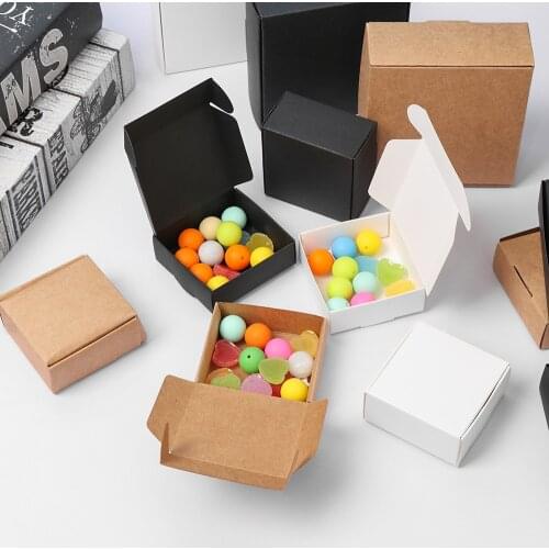 10Pcs/Set 9 Sizes Kraft Paper Boxes Candy Storage Cardboard Package Bags Cake Gift Wrapping Wedding Event Party Home Supplies