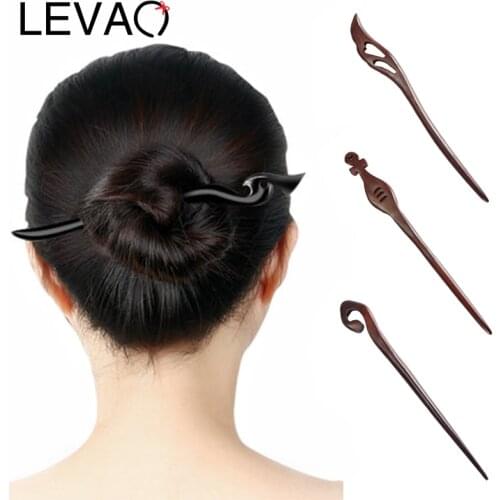 LEVAO Girls Vintage Universal Hair Sticks Wooden Sandalwood Hairpin Chinese Style Hairpins Women Hair Accessories Headdress Head