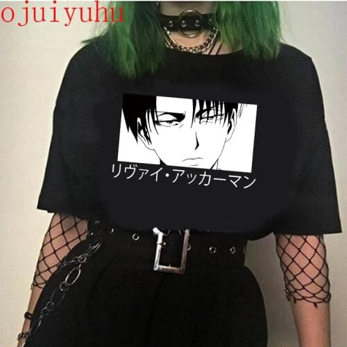 Hot Japanese Anime Attack on Titan T Shirt Men Kawaii Titans Attack Graphic Tees Cartoon Funny Levi Hip Hop Unisex T-shirt Male
