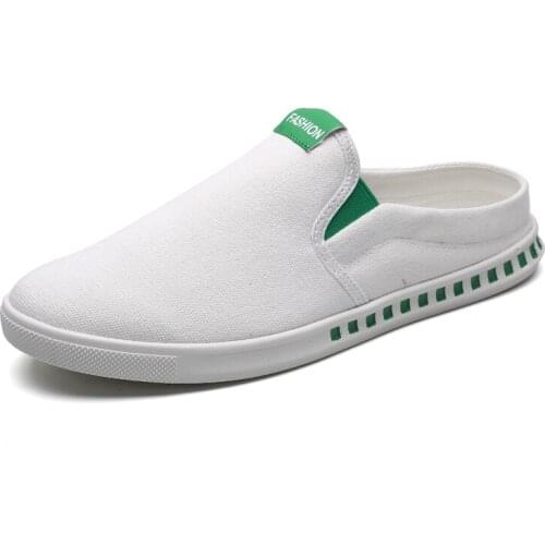 Summer Breathable Mules Shoes Mens Slip-on Canvas Shoes Non-leather Comfort Casual Loafers Mens Flat Shoes Soft Driving Footwear