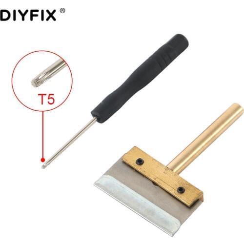 UV Glue Clean Tools Set 60W T Solder Iron Tip with Blade+T5 Screwdriver Remove Residue LOCA Adhesive for Mobile Phone Screen