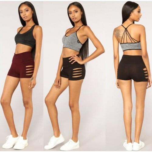 2021 New Womens Sports Shorts Hollow Out Skinny Shorts Gym Fitness Hot Beach Running Butt Lift Booty Sexy Shorts