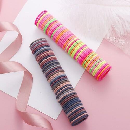 New 50PCS/Lot Girls Candy Colors Nylon 3CM Rubber Bands Children Safe Elastic Hair Bands Ponytail Holder Kids Hair Accessories