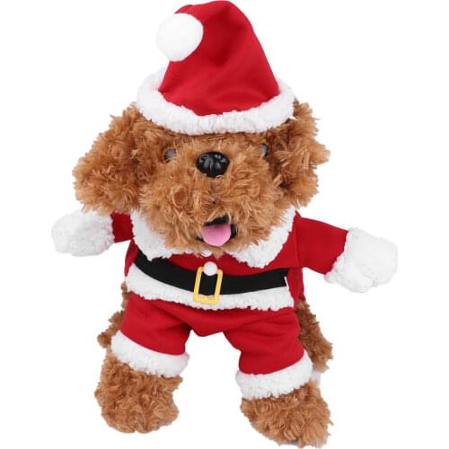 Pet Dog Christmas Santa Claus Costume with Hat Outfits Apparel Gifts