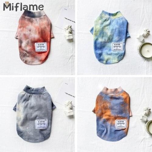 Miflame Large Dogs Clothes Tie Dye Dog Shirts For Pet Clothing Pug Labrador Fashion Medium Dogs Tshirt Party Travel Pet Supplies