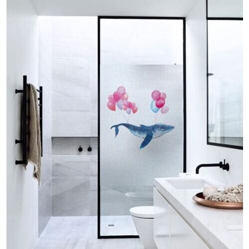 Customized Static Cling Window Sticker Vinyl Nordic Cartoon whale dolphin Frosted Stained Decorative Privacy Protection Glass