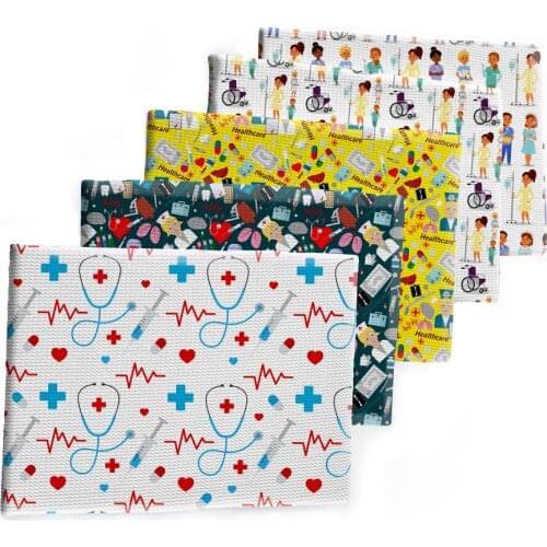 Seersucker Printed Medical Device Pattern Polyester Fabric DIY Childrens Home Textile Sewing Cloth 50*145cm