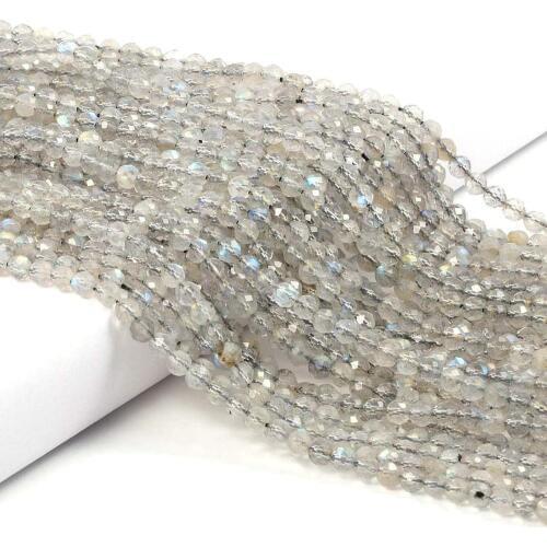 Natural Flash Labradorite Stone Beads 2,3,4mm Small Round Loose Stone Bead for Jewelry Making DIY Bracelet Necklace Strand 15