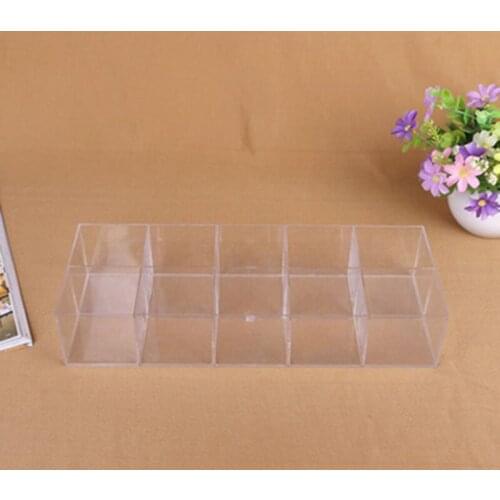 High transparent 10 grid square plastic box Jewelry Component Accessorie Makeup Organizer Office desktop Sundries storage case