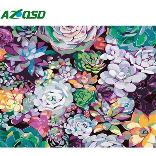 AZQSD Adult 40x50cm Paint By Numbers Plant HandPainted Coloring Draw Craft DIY Gift Pictures By Numbers Flower Handpainted Gift