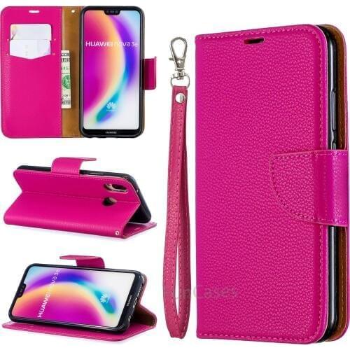 Luxury Magnet Flip Case For Huawei P20 Lite Wallet Leather Cover Solid color For Huawei P20 Lite Card Slot Stand Holder Case