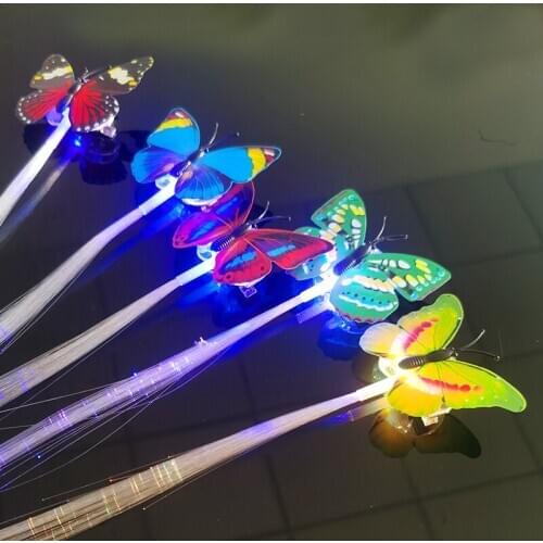 Christmas colorful butterfly glowing braids led flashing fiber fake braids glowing hair braids spread out