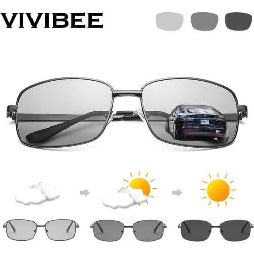 VIVIBEE Driving Selection Rectangle Photochromic Polarized Men Sunglasses Women Car Driving Safe Polarizing Male Sun Glasses