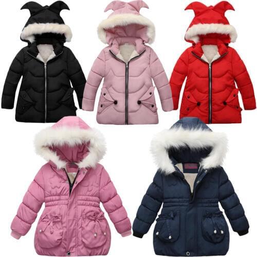 2019 Autumn Winter Warm Jackets For Girls Coats For Jackets Baby Girls Jackets Kids Hooded Outerwear Coat Children Clothes 2-5Y