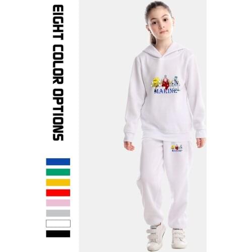 Boys Girls Hoodie And Sweatpants Two-piece suit Autumn Casual Anime Clothes Luffy Funny Sweatshirt And Trousers One Piece hoodie