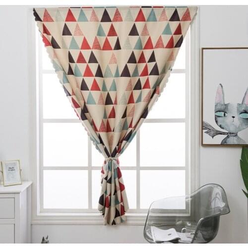 Tulle Sheer Geometric printed balcony Window Curtain with Velcro for Home Living Room Decoration in the Kitchen Cafe Curtain