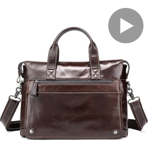 Vintage Men Shoulder Genuine Leather Hand Bag Laptop Handbag For Document A4 Briefcase Male Travel Tote Big Brown Large Bolsas