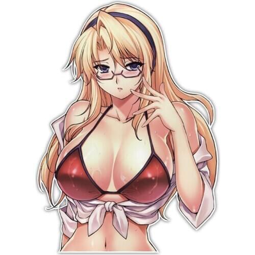 Funny Fashion Car Stickers Lovely Girl Cartoon Anime Decals Car Window Motorcycle Decoration Vinyl KK PVC 13cm X 9.6cm