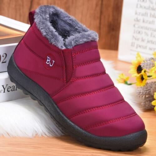 Winter Snow Boots For Women Cotton Platform Black Plus Fur Waterproof Booties Woman Female Ankle Boots Ladies Warm Booty