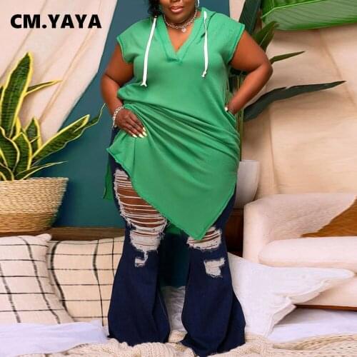 CM.YAYA Women Plus Size Dress Solid Hole Short Sleeve Draw Strhing Hooded Collar Pockets Skinny Dresses Fashion Outfits Summer