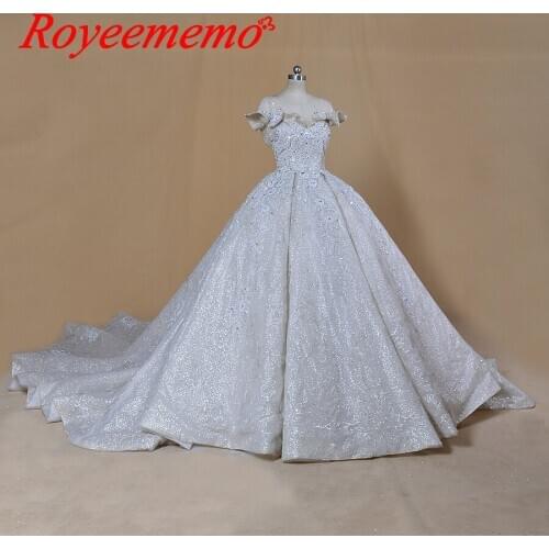2020 new luxury desgin Wedding Dresses bling bling shiny bride dress custom made Dubai wedding gown factory directly