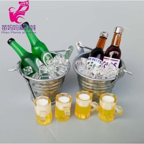1:6 1:12 BJD doll house diy accessories mini wine bottle Iron barrel cold beer cup model for barbie doll ob11 Blythe