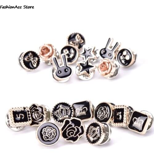 10Pcs/Set Women Suit Sweater Lapel Pin Brooches Collar Badge Jewelry Mini Cute Pins Button Flower Pearl Rhinestones Brooch Set