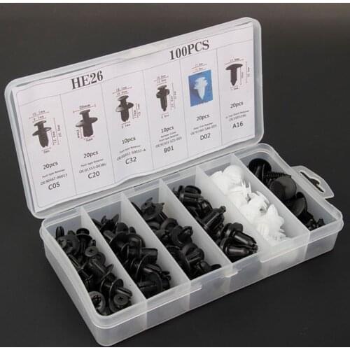 100PCS Fasteners Push Retainer Kit Bumper Retainer Clips Set-Door Trim Panel Fender Car Plastic Rivets Size Auto Push Pin Rivets