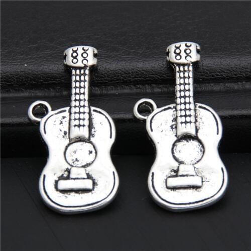 20pcs Ibetan Silver Color Guitar Charms Pendants Music Jewelry Making Accessories DIY A2946