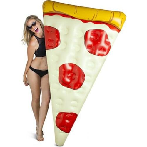 2019 New 182*122cm Inflatable Pizza Float Bed PVC Float Bed Cushion Buoy Adult Swimming Ring Fruit Series