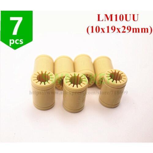 7pcs 3D Printer Solid Polymer LM10UU Bearing 10mm shaft Drylin RJMP-01-10 for Prusa 3D Printer RepRap Flashforge