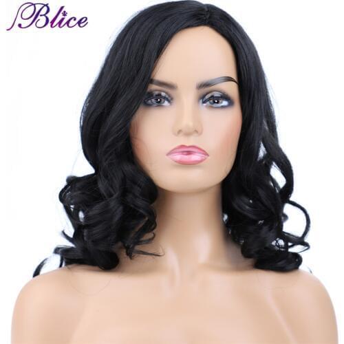 Blice Medium Length Wig Synthetic 20 inch Women Daily Wigs Natural Wave In The End Total 160g Side Part No Bangs