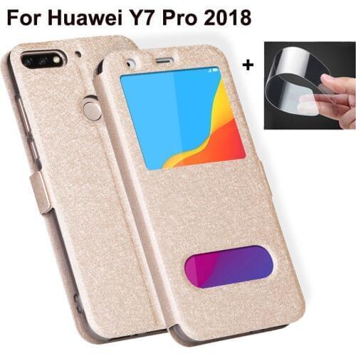 5.99" Open window cover For Huawei Y7 Pro 2018 Case cover PU leather Cases For Huawei Y7Pro 2018 case flip shell back cover