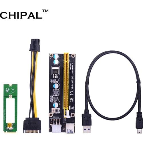 CHIPAL 5PCS NGFF M.2 M Key to USB 3.0 PCI-E Riser Card M2 to USB3.0 PCIE 16X 1X Extender + Power for Video Graphics Card