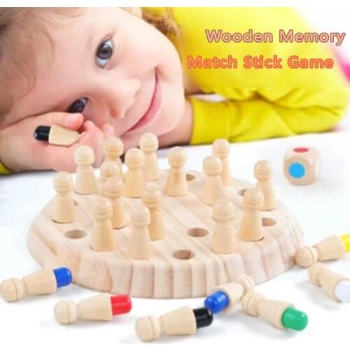Wooden Memory Match Stick Chess Game Fun Block Board Game Kid Intelligence IQ Brain Teaser Game Montessori Educational Toys