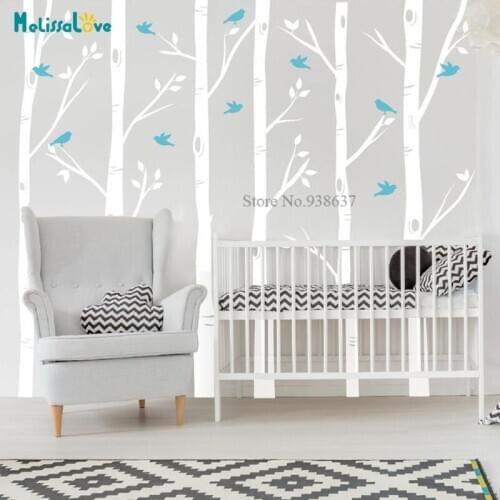 Nursery Aspen Birch Tree Wall Sticker Baby Room Playroom Decal Removable Vinyl Home Mural BD147